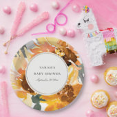Rustic Sunflower Watercolor Floral Baby Shower Pappteller (Party)