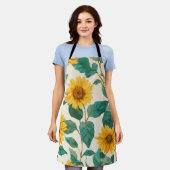 Rustic Sunflower Watercolor Floral Boho Farmhouse  Schürze (Getragen)