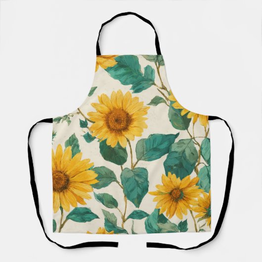 Rustic Sunflower Watercolor Floral Boho Farmhouse  Schürze (Vorderseite)