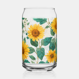 Rustic Sunflower Watercolor Floral Farmhouse Drink Dosenglas