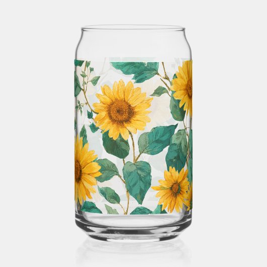 Rustic Sunflower Watercolor Floral Farmhouse Drink Dosenglas (Vorderseite)
