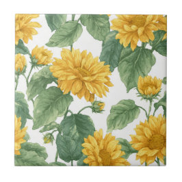 Rustic Sunflower Watercolor Floral Farmhouse Fliese