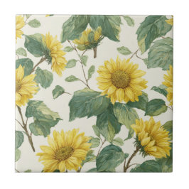 Rustic Sunflower Watercolor Floral Farmhouse Fliese