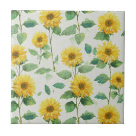 Rustic Sunflower Watercolor Floral Farmhouse Fliese