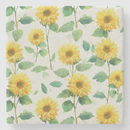 Rustic Sunflower Watercolor Floral Farmhouse Steinuntersetzer