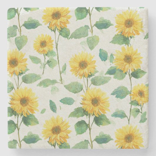 Rustic Sunflower Watercolor Floral Farmhouse Steinuntersetzer (Vorderseite)