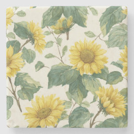 Rustic Sunflower Watercolor Floral Farmhouse Steinuntersetzer