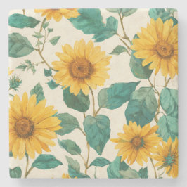 Rustic Sunflower Watercolor Floral Farmhouse Steinuntersetzer
