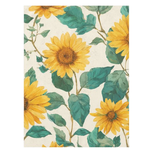 Rustic Sunflower Watercolor Floral Farmhouse Tischdecke (Vorderseite)