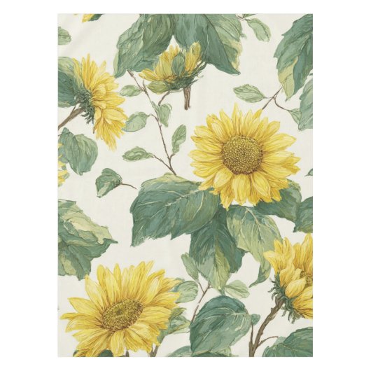 Rustic Sunflower Watercolor Floral Farmhouse Tischdecke (Vorderseite)