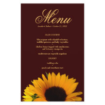 Rustic Sunflower Wedding Dinner Menü Karte