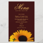 Rustic Sunflower Wedding Dinner Menü Karte (Vorderseite)