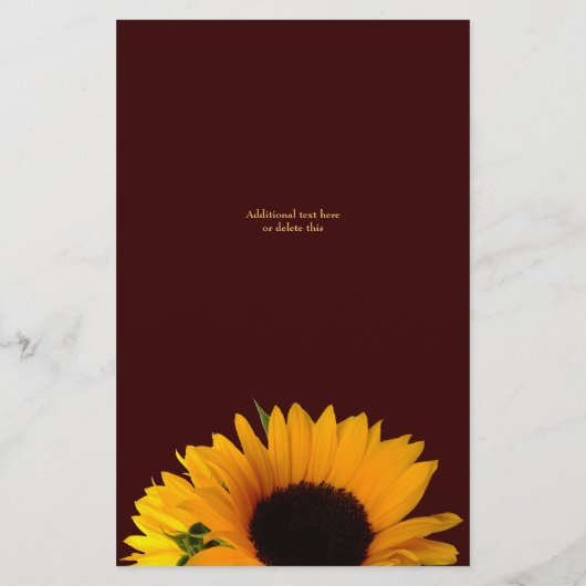 Rustic Sunflower Wedding Dinner Menü Karte (Rückseite)