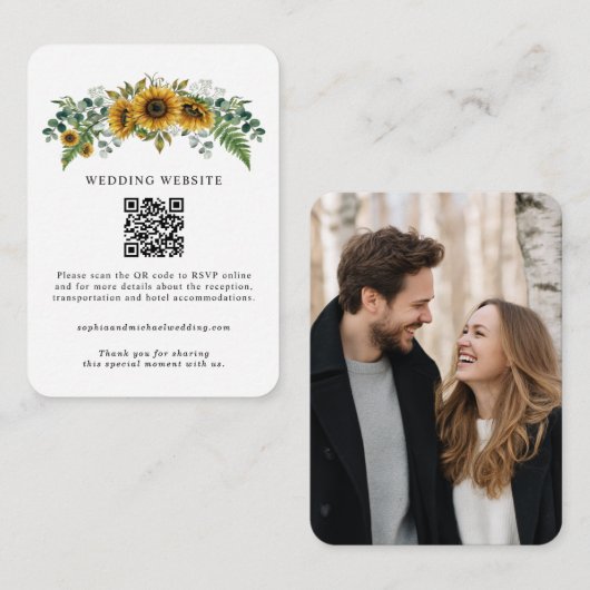 Rustic Sunflower Wedding Enclosure Card Begleitkarte (Vorne/Hinten)