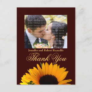 Rustic Sunflower Wedding Foto Vielen Dank Postkarte