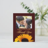 Rustic Sunflower Wedding Foto Vielen Dank Postkarte (Stehend Vorderseite)