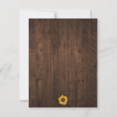 Rustic Sunflower Wedding Guest Details Karte (Rückseite)