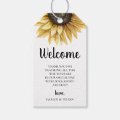 Rustic Sunflower Wedding Guest Welcome Bag Geschenkanhänger (Vorderseite)