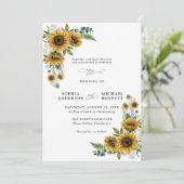 Rustic Sunflower Wedding Invitation Einladung (Stehend Vorderseite)