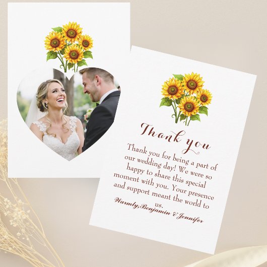 Rustic Sunflower Wedding Photo  Dankeskarte