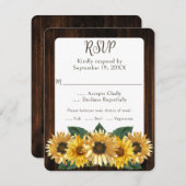Rustic Sunflower Wedding RSVP Card (Vorne/Hinten)
