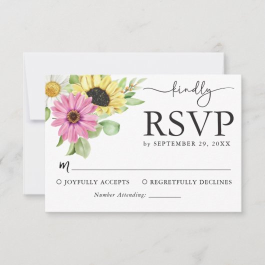 Rustic Sunflower Wedding RSVP Card (Vorderseite)