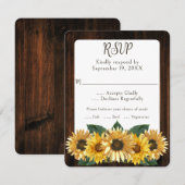 Rustic Sunflower Wedding RSVP Card Karte (Vorne/Hinten)