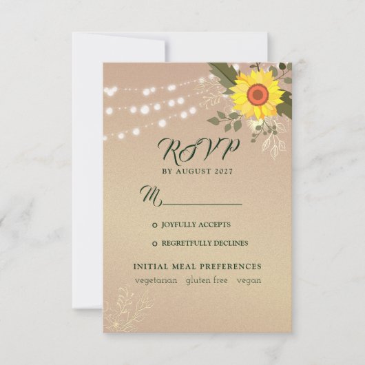 Rustic Sunflower Wedding RSVP Card Karte (Vorderseite)