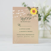 Rustic Sunflower Wedding RSVP Card Karte (Stehend Vorderseite)