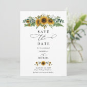 Rustic Sunflower Wedding Save The Date Einladung (Stehend Vorderseite)