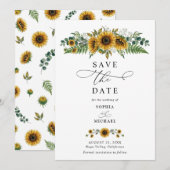 Rustic Sunflower Wedding Save The Date Einladung (Vorne/Hinten)