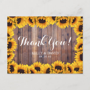 Rustic Sunflower Wedding Vielen Dank Postkarte