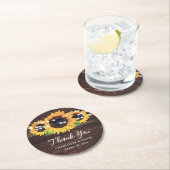 Rustic Sunflower Wedding Vielen Dank Runder Pappuntersetzer (Vor Ort)