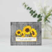 Rustic Sunflower Wood Baby Dusche Vielen Dank Postkarte (Stehend Vorderseite)