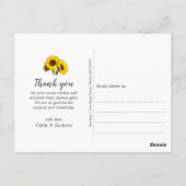 Rustic Sunflower Wood Baby Dusche Vielen Dank Postkarte (Rückseite)