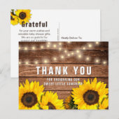 Rustic Sunflower Wood Baby Dusche Vielen Dank Postkarte (Vorne/Hinten)