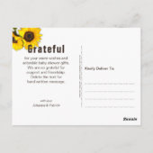 Rustic Sunflower Wood Baby Dusche Vielen Dank Postkarte (Rückseite)