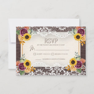 Rustic Sunflower Wood Fall UAWG Umschließungskarte RSVP Karte