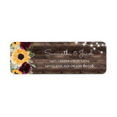 Rustic Sunflower Wood Wedding Return Address (Vorne)