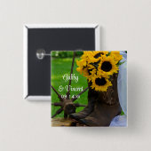 Rustic Sunflowers and Cowboy Boots Western Wedding Button (Vorne & Hinten)