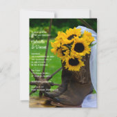 Rustic Sunflowers and Cowboy Boots Western Wedding Magneteinladung (Vorderseite)