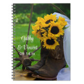 Rustic Sunflowers and Cowboy Boots Western Wedding Notizblock (Vorderseite)