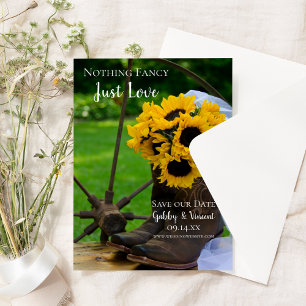 Rustic Sunflowers and Cowboy Boots Western Wedding Save The Date