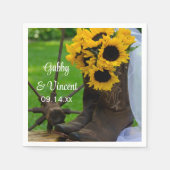Rustic Sunflowers and Cowboy Boots Western Wedding Serviette (Vorderseite)