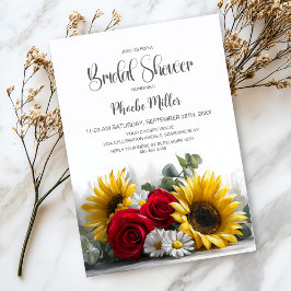 Rustic Sunflowers and Roses Bridal Shower Einladung