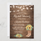 Rustic Sunflowers Boots Cowgirl Brautparty Einladung (Vorderseite)