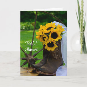 Rustic Sunflowers Boots Western Einladung