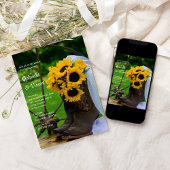 Rustic Sunflowers Boots Western Engagement Party Einladung