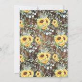 Rustic Sunflowers Couples Wedding Shower Einladung (Rückseite)