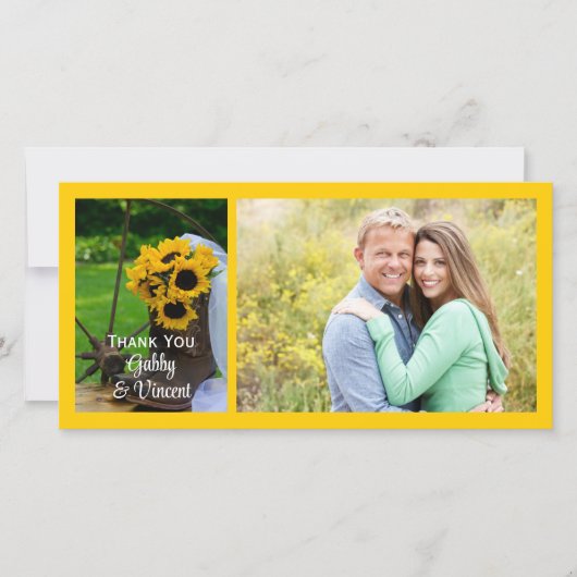 Rustic Sunflowers Cowboy Boots Wedding Danke (Vorderseite)